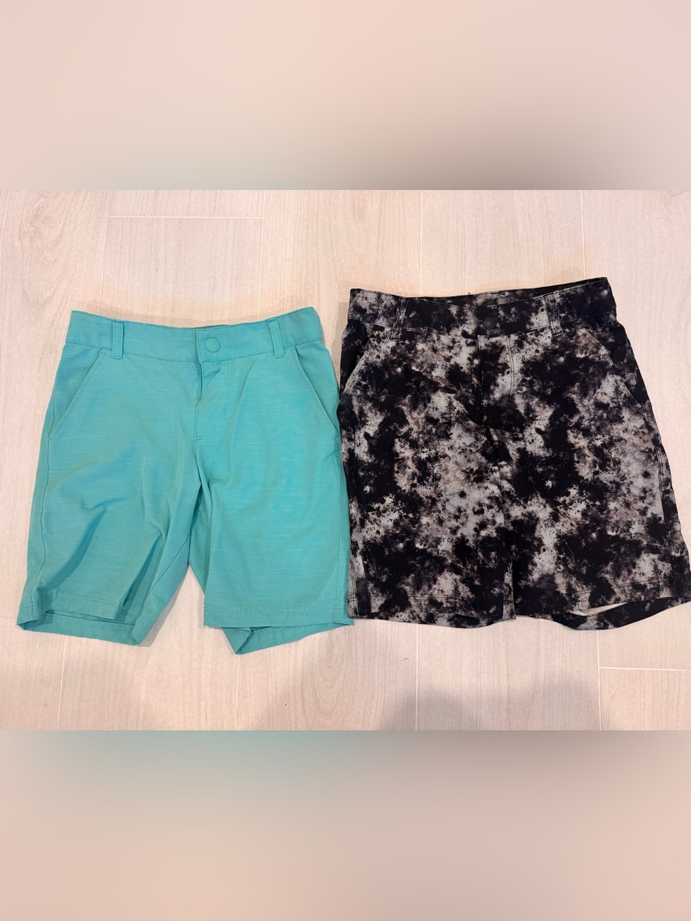 art class Teal Solid Shorts and Black Tie-Dye Shorts